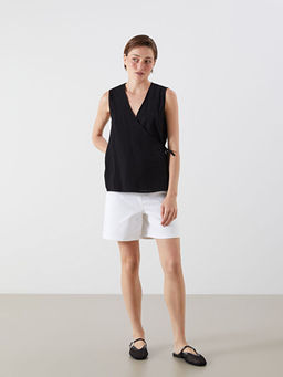 Kruvaze Yaka Dokulu Bluz