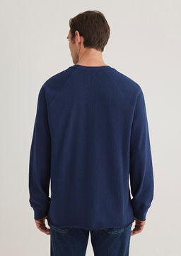 Uzun Kollu Lacivert Tisort - Mavi фото 5