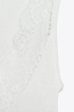 LACE RIBBED T-SHIRT - Zara фото 6
