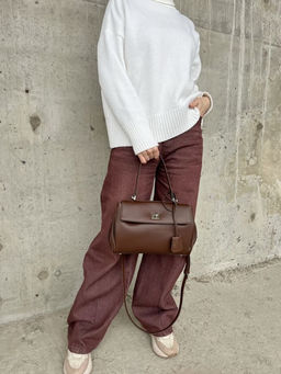 Женская кожаная сумка-портфель 8399-2 Кофе - Sergio valentini фото 9