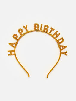 Цена за 2 шт. Ободок "Happy birtday" золотой