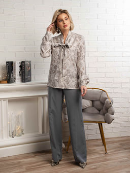 Рубашка с бантом Рузанна (серая) Б15117-10М - Lt collection фото 6