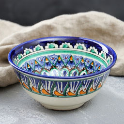 Коса Риштанская Керамика Узоры 15,5 см, средняя, синий микс