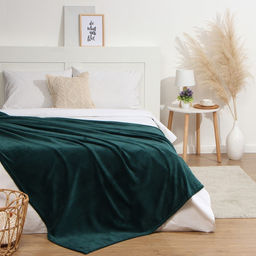 Плед «Этель», 200×220 см, корал-флис, изумрудный