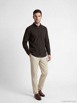 Regular Fit Keten Kar???ml? Erkek G?mlek