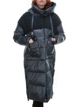 Y21636 GRAY/BLUE Пальто женское зимнее MEIYEE (200 гр. холлофайбера)