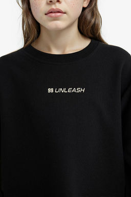 Oversize Geni_ Kal_p Bisiklet Yaka Bask_l_ Sweatshirt K_z _ocuk - Defacto фото 7