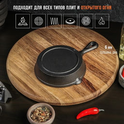 Сковорода Magma «Вилфред», 13.5×3.5 см, с 2 сливами, индукция, чугун, чёрная