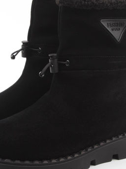 04-PAL273-1Z BLACK Ботинки зимние женские (натуральная замша, 100% шерсть)