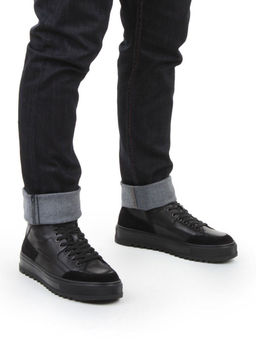 05-B203B-1M-A BLACK Ботинки зимние мужские (натуральная кожа, натуральный мех)