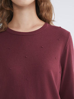 Bisiklet Yaka Kendinden Desenli Kad?n Triko Kazak