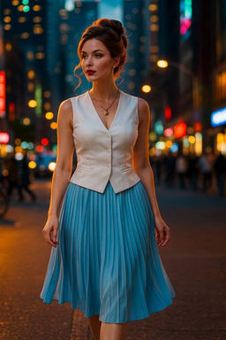 Плиссированная юбка женская больших размеров офисная - Almond фото 79