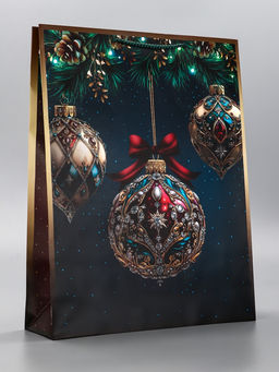 Цена за 2 шт. Пакет подарочный новогодний ламинированный, «Шар», 33×10×42.5 см