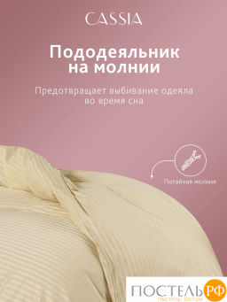 Пододеяльник на молнии CASSIA ЛЮКС Страйп Сатин хл/сатин беж  фото 4