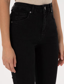 Siyah Skinny Flare Fit Jean Pantolon