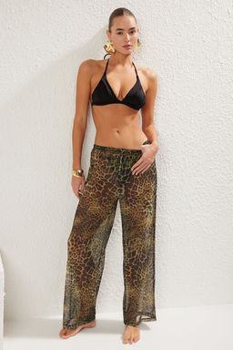 TRENDYOLMILLA Leopar Desenli Orme Transparan Plaj Pantolon TBESS25PL00002