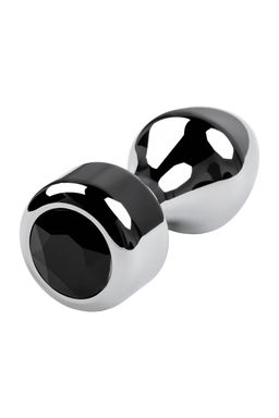 Анальная втулка Metal by TOYFA, металл, серебряная, с чёрным кристаллом, 10,8 см, 4 см, 200 г  фото 5
