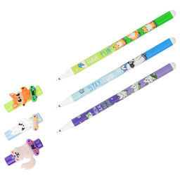 Ручка гелевая MESHU "Skate party" стираемая, 0.5мм синяя (MS_55629) корпус с рисунком в ассорт., с топпером - фигуркой