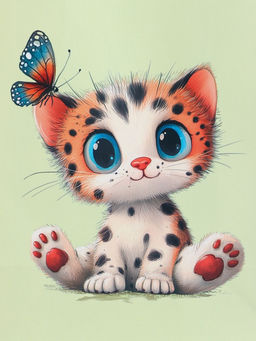 Пакет подарочный ламинированный «Маленький котенок», мятный - голубой, 18×22.3×10 см