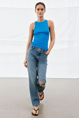 JEANS ZW COLLECTION BOOTCUT TIRO MEDIO / Azul medio - Zara фото 8