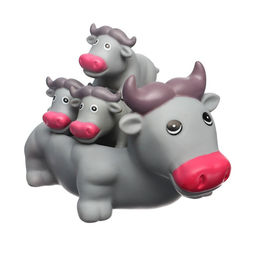 Набор резиновых игрушек для ванны Мыльница: Коровка, 15 см, с пищалкой, 4шт, Крошка Я  фото 2