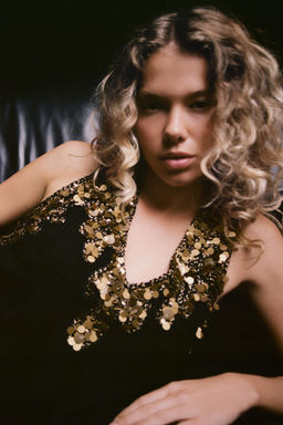 PLEATED GEORGETTE SEQUIN DRESS - Zara фото 2