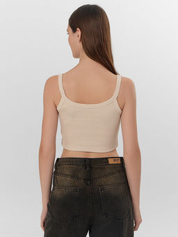 Топ женский бежевый в рубчик - Mark formelle фото 2