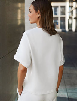 VILATTE / Футболка из эластичного футера двухнитки  фото 8