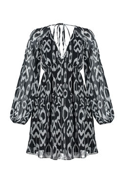 TRENDYOLMILLA Turuncu Etnik Desenli Belden Ac?lan Sifon Astarl? Mini Dokuma Elbise TWOSS23EL00519  фото 22