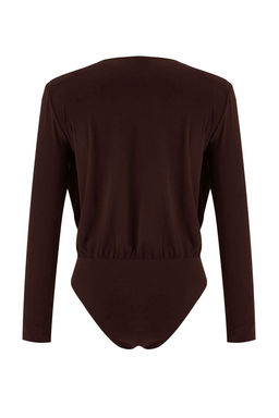 Kahverengi Duz Kruvaze Uzun Orme Sandy Y?lbas? Body TPRAW26BD00029