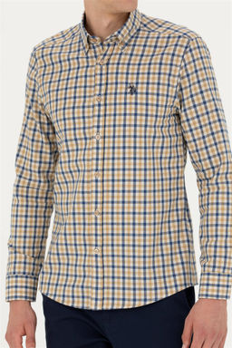 Мужская рубашка песочного цвета с длинным рукавом - U.s. polo assn фото 13