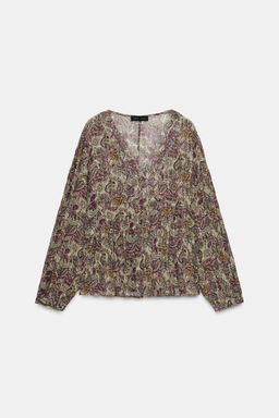 PRINTED BLOUSE WITH METALLIC THREAD - Zara фото 7