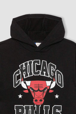 Толстовка с капюшоном NBA Chicago Bulls для мальчиков - Defacto фото 5