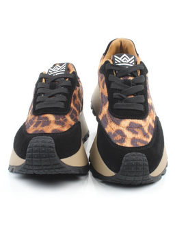 04-PDH362-1 BLACK/LEOPARD Кроссовки демисезонные женские (натуральная замша, натуральная кожа)
