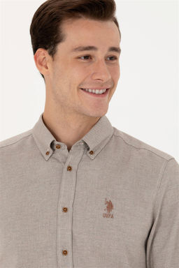 U. S. Polo Assn / Мужская рубашка с длинным рукавом кокосового цвета - U.s. polo assn фото 8