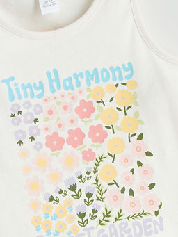 Bisiklet Yaka ?i?ekli K?z ?ocuk Atlet 2li