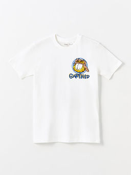 Bisiklet Yaka Garfield Bask?l? K?sa Kollu Erkek ?ocuk Ti??rt