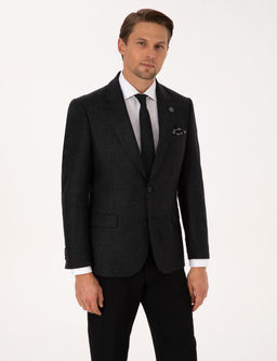 Antrasit Slim Fit Y_n _pek Kar___ml_ Ceket