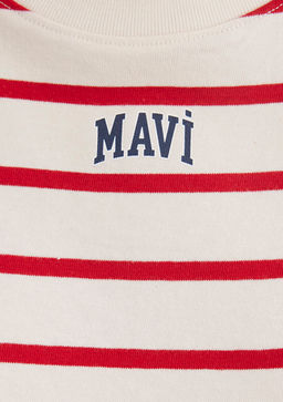 Mavi Logo Bask?l? K?rm?z? Cizgili Crop Tisort  фото 7