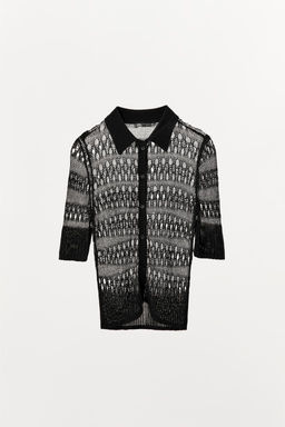 OPEN KNIT POLO TOP - Zara фото 4