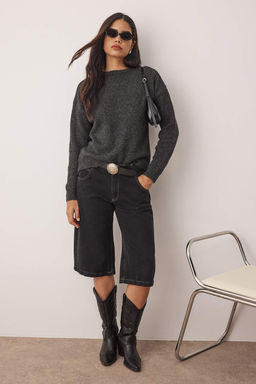Antrasit Yunlu Yumusak Dokulu Genis Kal?p Triko Kazak TWOAW26KZ00224 - Trendyolmilla фото 2