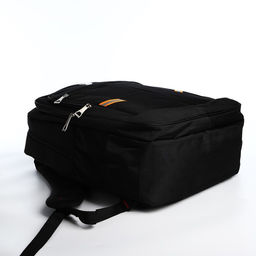 Рюкзак молодёжный из текстиля, 2 отдела на молнии, 4 кармана, цвет чёрный/оранжевый - Simaland фото 3