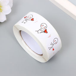 Цена за 2 шт. Наклейка бумага Романтик, d=2.5 см, 500 шт. в рулоне, 3?6.5?6.5 см