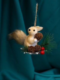 Ёлочная игрушка Бельчонок на веточке 7.512 см, бежевый - Зимнее волшебство фото 5