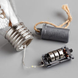 Ёлочный шар Шишки с красной мишурой, 5 LED, от батареек, свечение белое - Luazon lighting фото 3