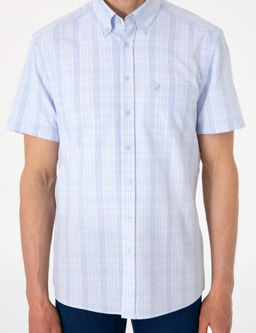 A__k Mavi Regular Fit Kareli K_sa Kollu G_mlek - Pierre cardin фото 6