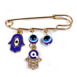 Булавка ладонь Фатимы и глазки 6х5см сильнейший оберег от всех видов порчи и сглаза