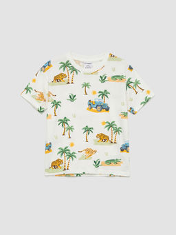 Bisiklet Yaka Bask?l? Erkek ?ocuk Ti??rt