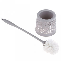 Ерш унитазный пластмассовый со съемной ручкой "Вензель" 48см, с подставкой д13,5см h12,2см, серый (Китай)