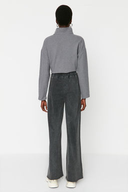 Antrasit Soluk Efektli Wide Leg/Genis Paca Normal Bel Ince Orme Esofman Alt? Pantolon TWOAW22EA0426 - Trendyolmilla фото 6